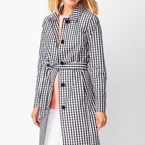 Talbots NWT women’s Gingham belted trench lightweight waterproof jacket 16W